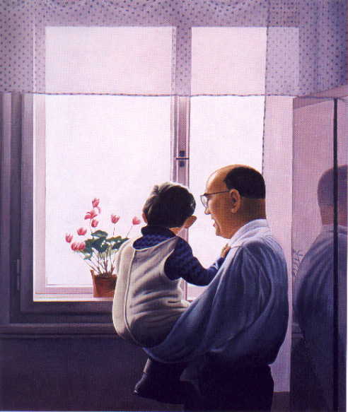 U OKNA (BY THE WINDOW), r.2000, olej, pltno, 70/81cm