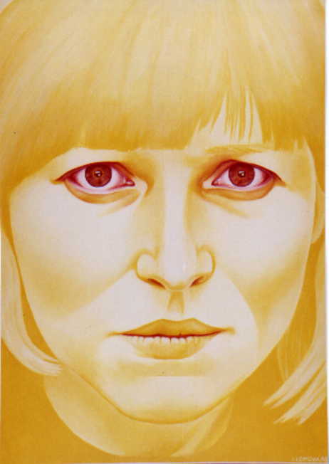 lut tve (Yellow faces), 1998, olej na pape, 5274 cm, P.S.