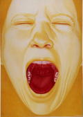 lut tve (Yellow faces), 1998, olej na pape, 5274 cm, shout